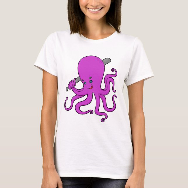 T-shirt Bataille de baseball de pieuvre (Devant)