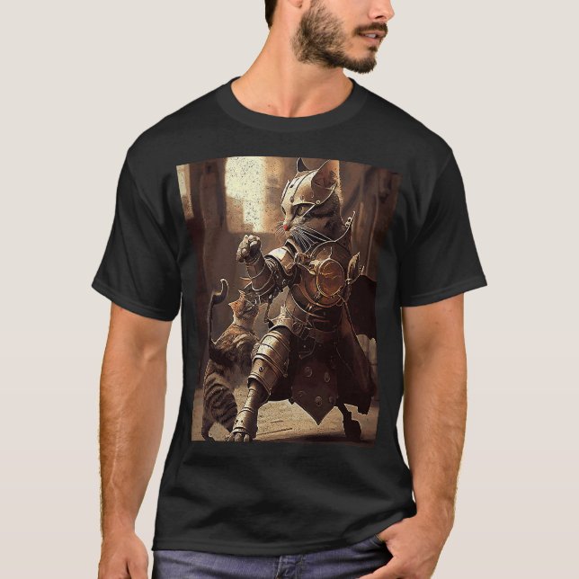 T-shirt Bataille de chats Steampunk (Devant)