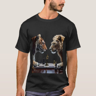 T-shirt Bataille de Rois : Duel d'échecs Tigre contre Lion