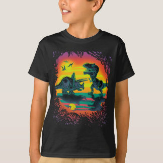 T-shirt BATAILLE ÉPIQUE de DINOSAURE à l'aube