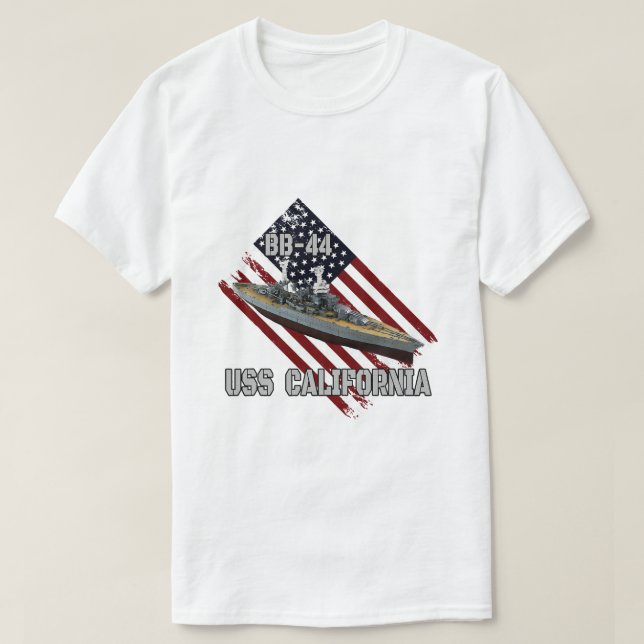 T-shirt Bataillon USS California BB44 Combat Warship Vete (Design devant)