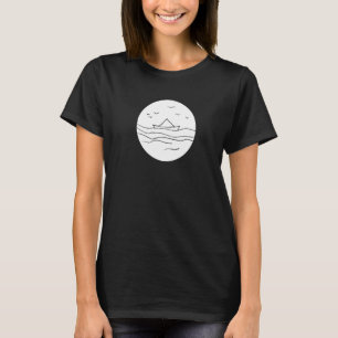 T-shirt Bateau à voile Doodle Vagues océaniques géométriqu