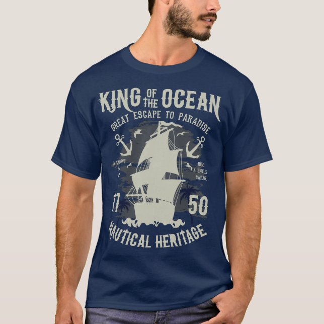 T-shirt Bateau à voile roi de l'océan, patrimoine nautique (Devant)