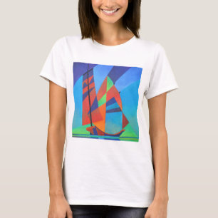 T-shirt Bateau Abstrait Art Junk contre Deep Blue Sky