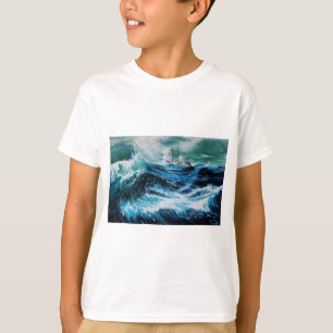 T-shirt Bateau dans la mer dans la tempête