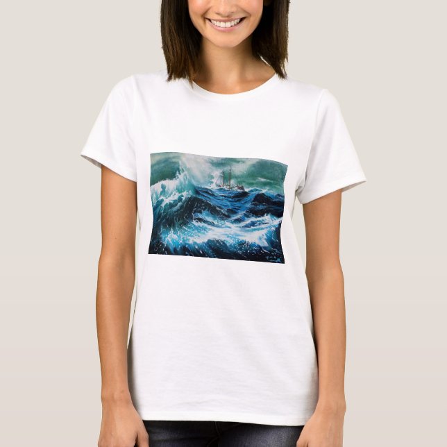 T-shirt Bateau dans la mer dans la tempête (Devant)