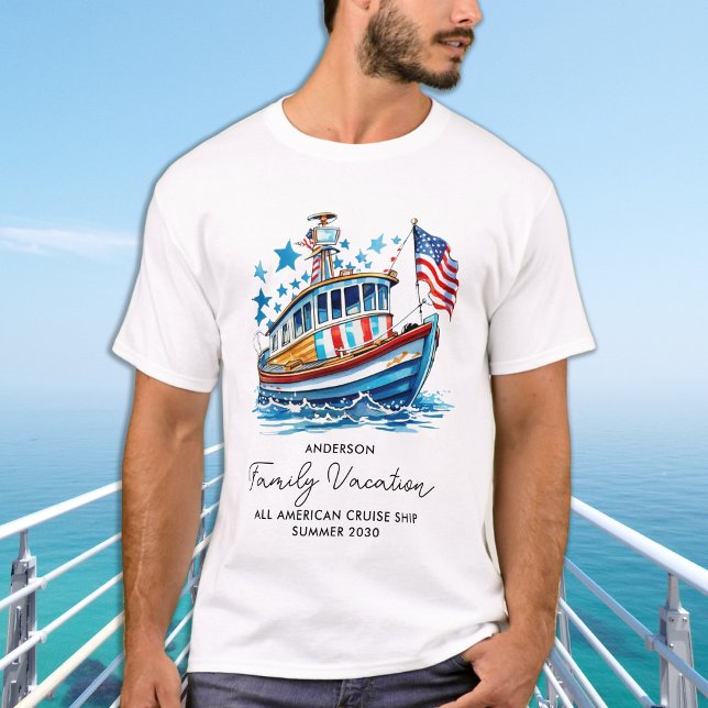 T-shirt Bateau de croisière patriotique Vacances familiale (Créateur téléchargé)