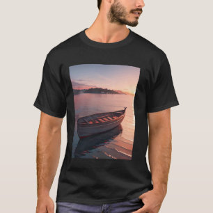 T-shirt Bateau du golfe vague d'eau rivage ciel colline