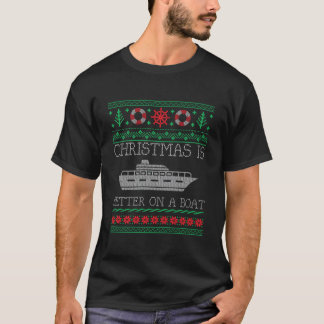 T-shirt Bateau Noël Est Mieux Sur Pontoon Bateau Vilain C