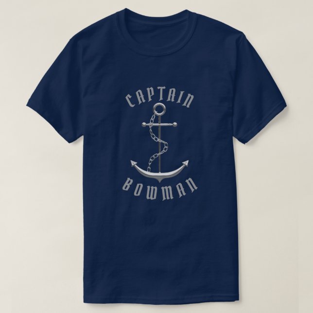 T-shirt Bateau nommé de capitaine Name Nautical Anchor (Design devant)