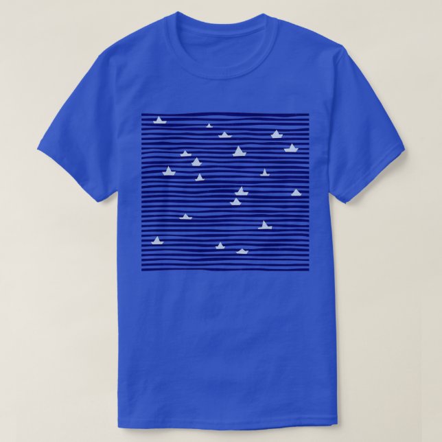T-shirt Bateau Origami en mer (Design devant)