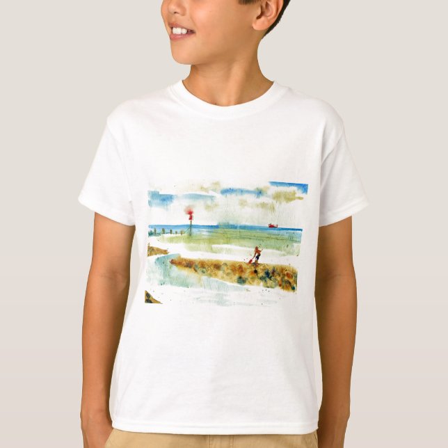 T-shirt Bateau rouge à Mundesley, Norfolk (Devant)