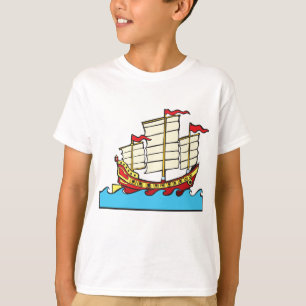 T-shirt Bateau traditionnel chinois rouge de type jonque s