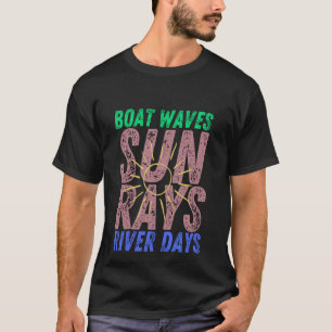 T-shirt Bateau Waves Sun Rays River Days Joli Retro Summer