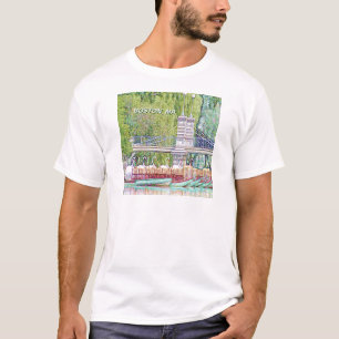 T-shirt Bateaux cygnes de Boston en crayon et filtre d'enc