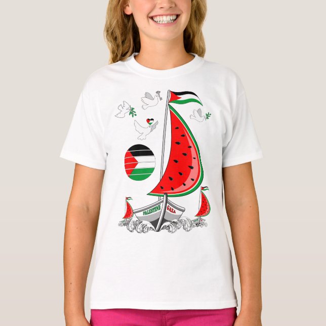 T-shirt Bateaux de la Flottille de la Liberté Mondiale à G (Devant)