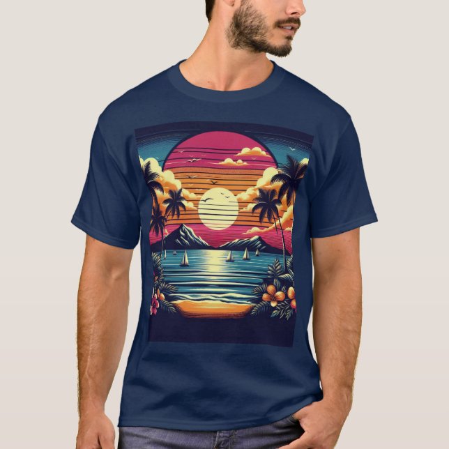 T-shirt Bateaux et Palmiers (Devant)