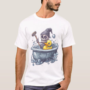 T-shirt Bath Time Bones � Crâne drôle mignon dans la baign