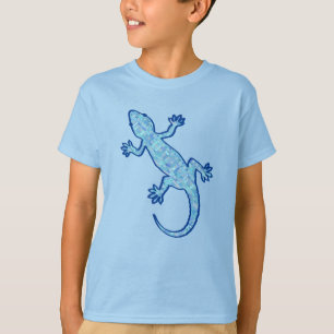 T-shirt Batik Tribal Gecko - bleu denim doux