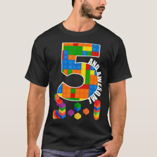 T-shirt Bâtiment Blocs Briques 5 ans Awesome Anniversaire