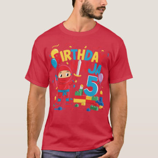 T-shirt Bâtiment de 5 ans Blocs Ninja 5e anniversaire Cade
