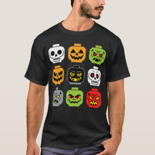 T-shirt Bâtiment Halloween Brique Tête Hommes Adultes Jeun