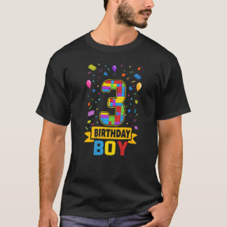 T-shirt Bâtiment vieux de 3 ans Blocs 3e Anniversaire Boy