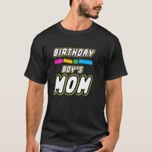 T-shirt Bâtir Maître Bloc Maman De Birthday Boy Everythi