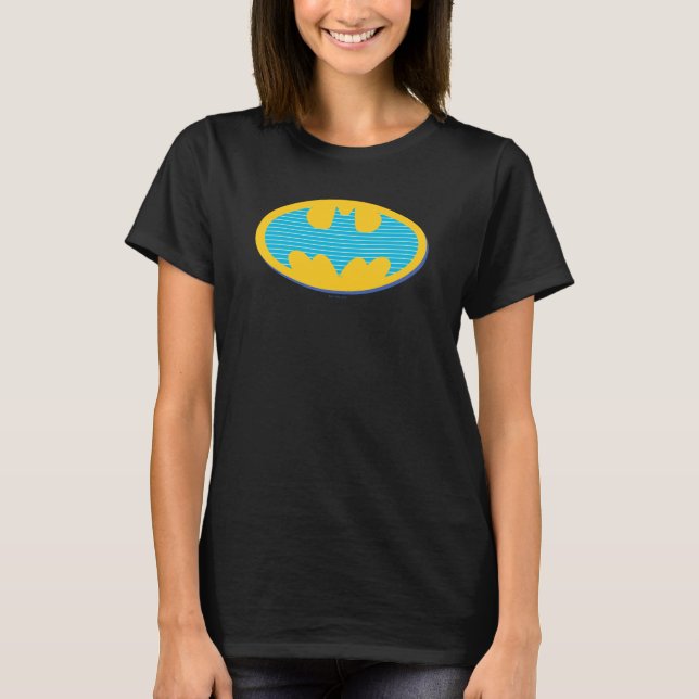 T-shirt Batman | Symbole Cyan Stripes (Devant)