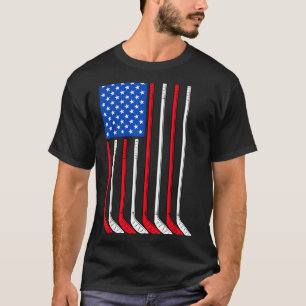 T-shirt Bâton de hockey Drapeau Usa Joueur Patriotique Spo