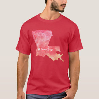 T-shirt Baton Rouge Etat USA Carte aquarelle bleu Baton Ro