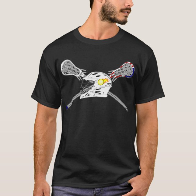 T-shirt Bâtons de lacrosse avec le casque (Devant)