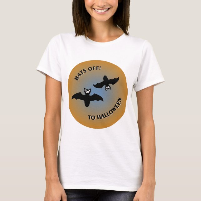 T-shirt Bats d'Halloween bleu orange (Devant)