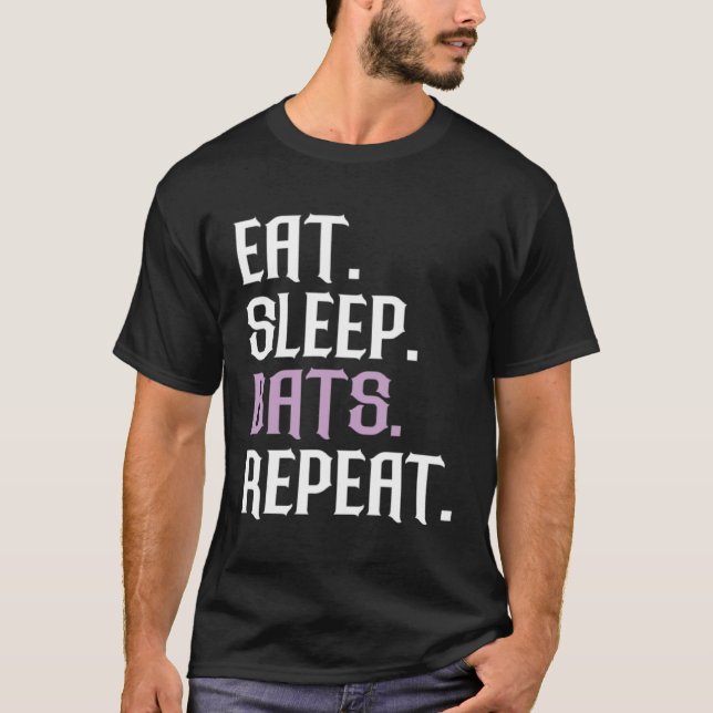 T-shirt Bats Eat Sleep Bat  Animal Bat (Devant)