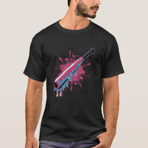 T-shirt Batte de baseball colorée avec Drip de paillettes 