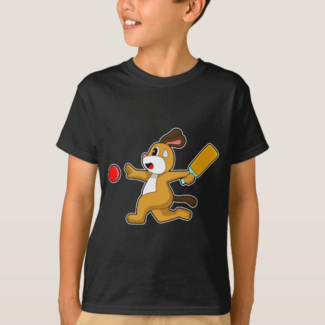 T-shirt Batte de cricket de chien (Devant)