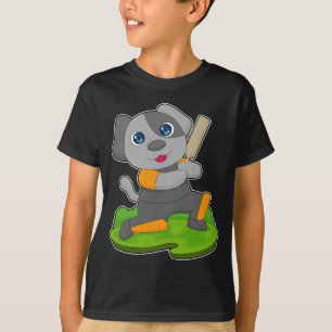 T-shirt Batte de cricket de chien