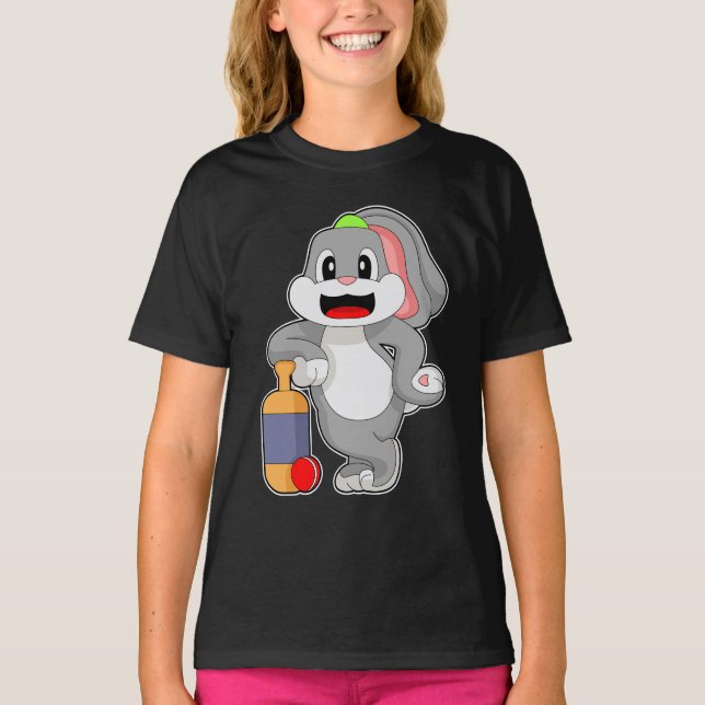 T-shirt Batte de cricket de lapin (Devant)