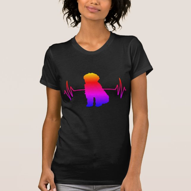 T-shirt Battement de coeur de chien de griffonnage (Devant)