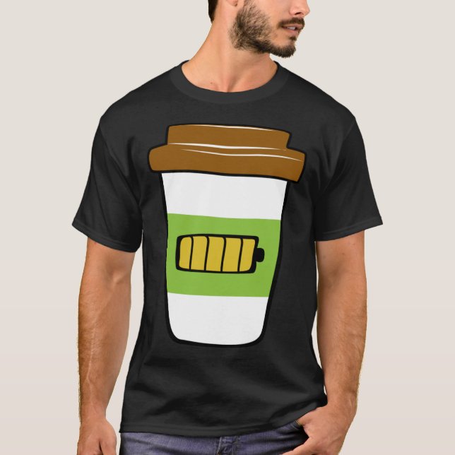 T-shirt Batterie de chargement de café graphique plus tail (Devant)