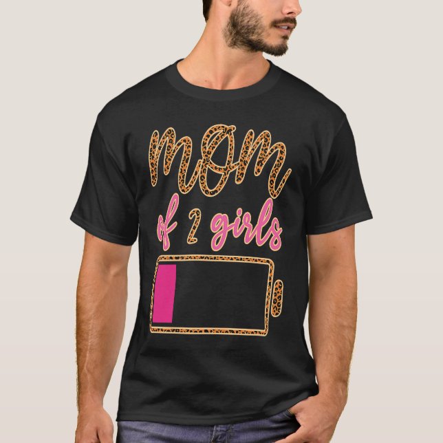 T-shirt Batterie Leopard Maman De 2 Filles Aimer Maman Cit (Devant)