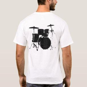 T-shirt batterie noire en blanc
