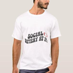 T-shirt Batterie sociale d'introverti drôle à 1 % Rétro