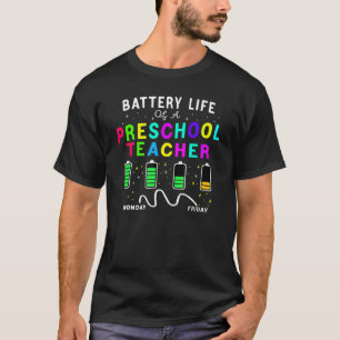 T-shirt Batterie Vie D'Une École Préscolaire Lundi Vendred