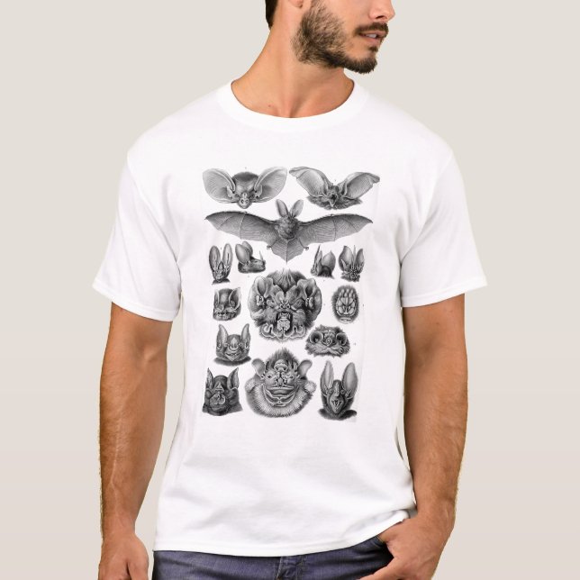 T-shirt Battes vintages par Ernest Haeckel (Devant)