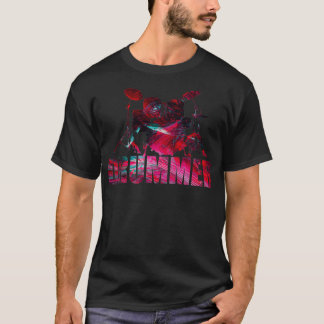 T-shirt Batteur à tambour coloré rouge abstrait 