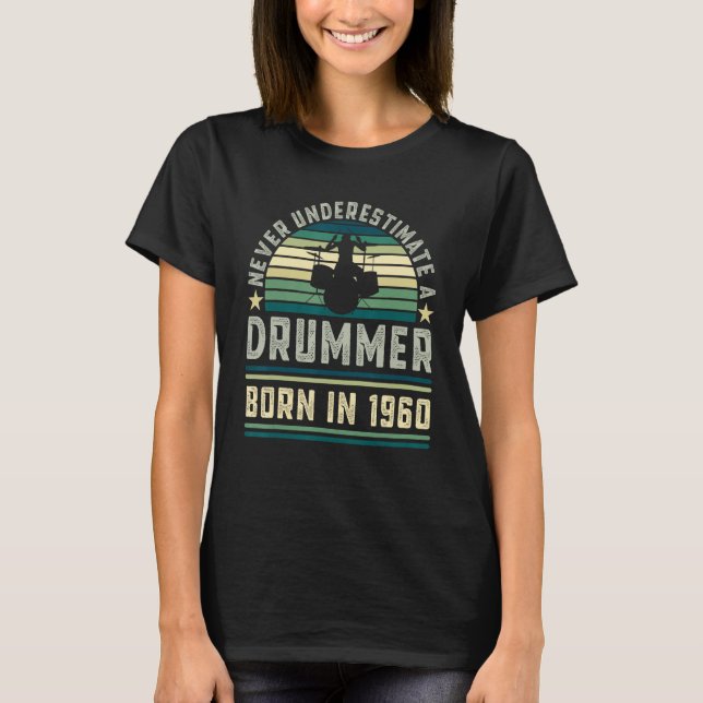 T-shirt Batteur né 1960 70e Anniversaire Drumming (Devant)