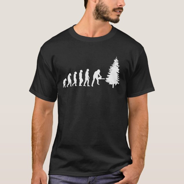 T-shirt Baumfäller Evolution Axt Spruch Förster Forstwirt (Devant)