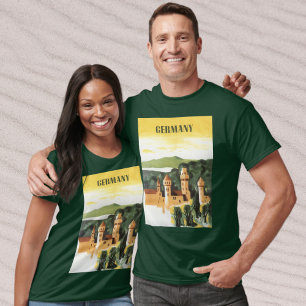 T-shirt Bavière, Allemagne, Château Allemand Art de Voyage