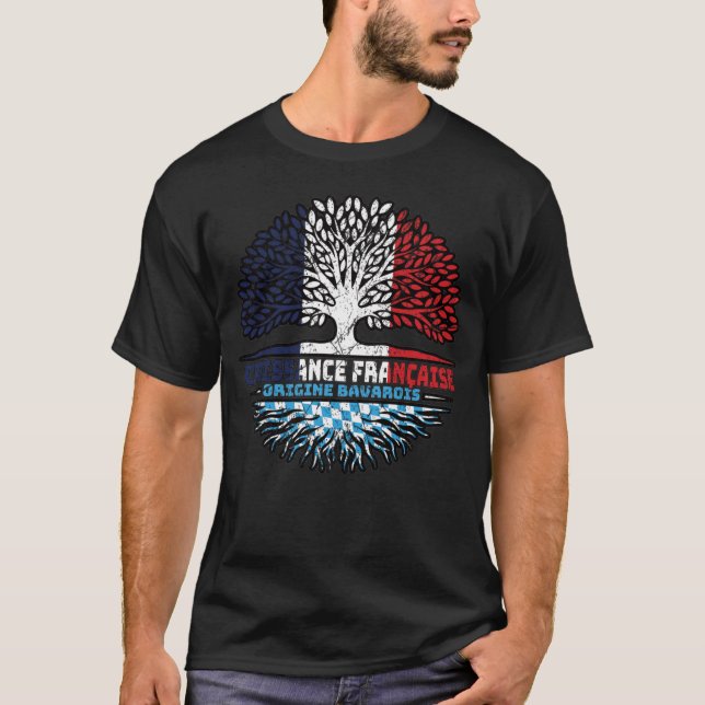 T-shirt Bavière Bavière Français France Arbre Drapeau (Devant)